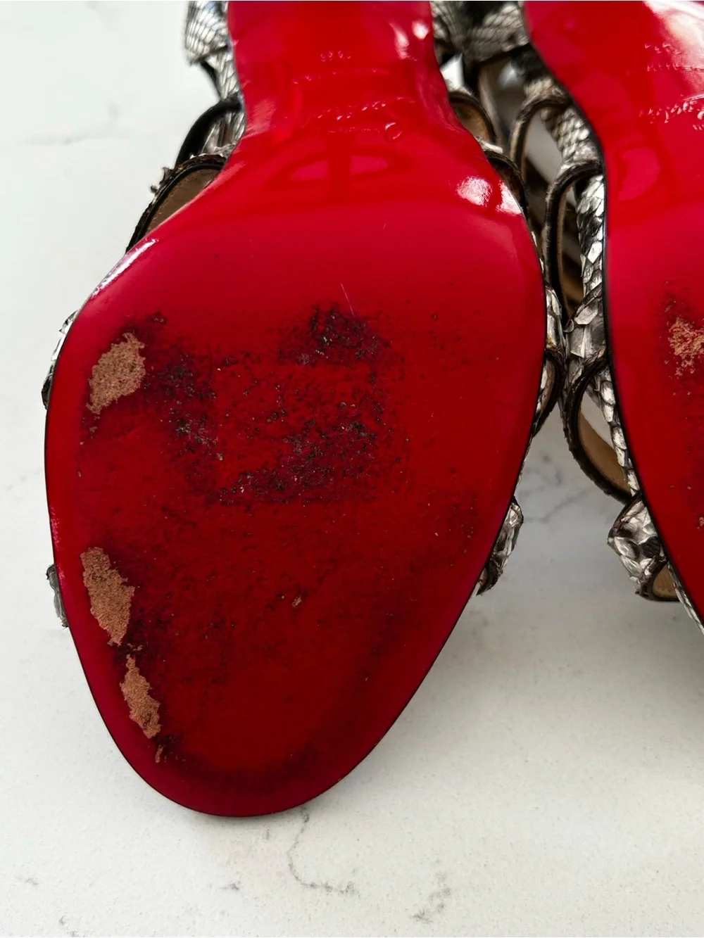 Christian Louboutin snake skin strappy heels size 36
